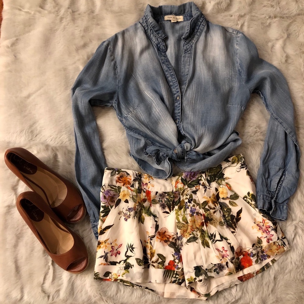 Haute Hippie silk floral shorts